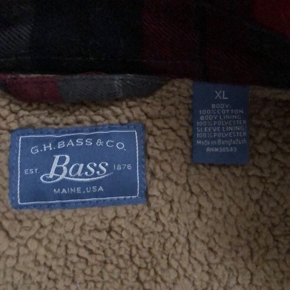 G.H BASS CO XL FLANNEL FLEECE SHIRT JACKET (RED) - Picture 3 of 3